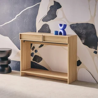 Console Kuba 2 tiroirs étagère bois design contemporain entrée salon