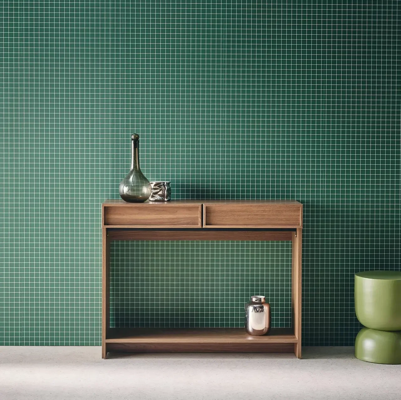 Console Kuba 2 tiroirs étagère bois - Meuble entrée salon design contemporain