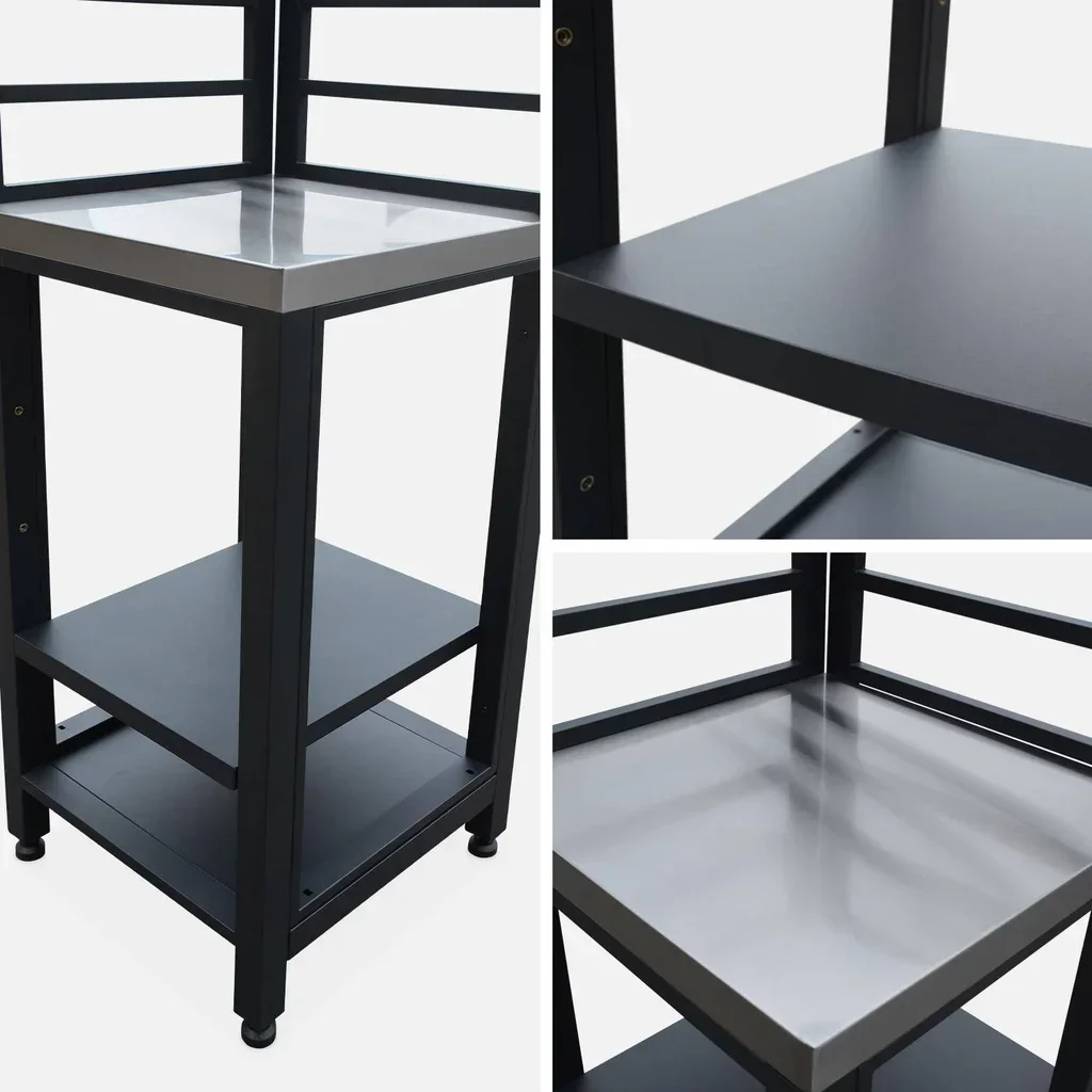 Outdoor kitchen cabinet steel 2 tier 48.5 cm black Grimaud