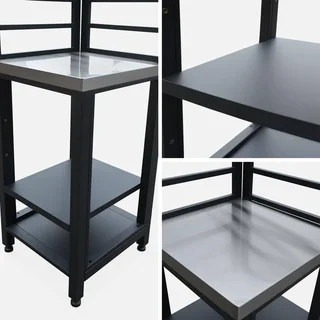 Outdoor kitchen cabinet steel 2 tier 48.5 cm black Grimaud