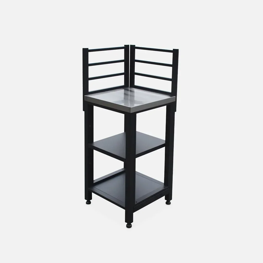 Outdoor kitchen cabinet steel 2 tier 48.5 cm black Grimaud