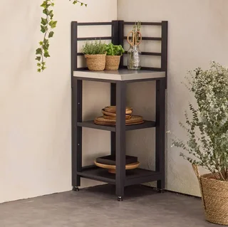 Outdoor kitchen cabinet steel 2 tier 48.5 cm black Grimaud