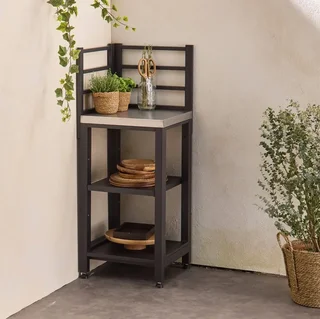 Outdoor kitchen cabinet steel 2 tier 48.5 cm black Grimaud