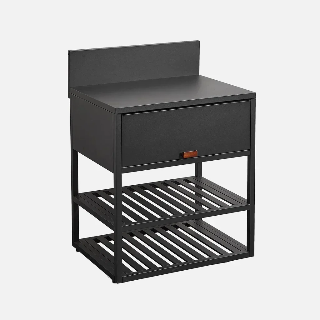 Module cuisine extérieure Thira acier 2 étagères 1 placard 80 cm