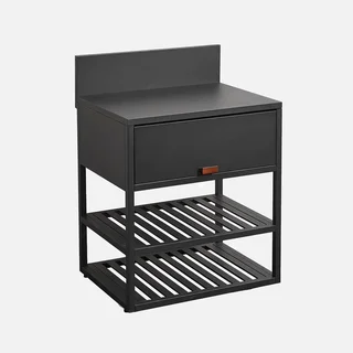 Module cuisine extérieure Thira acier 2 étagères 1 placard 80 cm