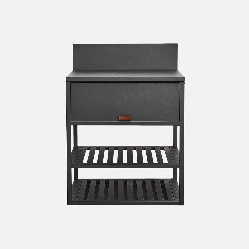 Module cuisine extérieure Thira acier 2 étagères 1 placard 80 cm