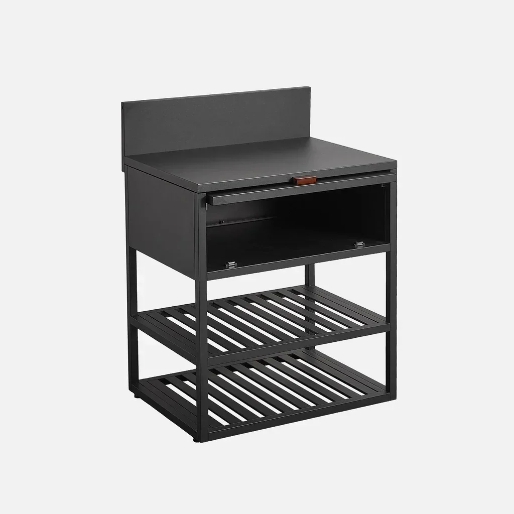Module cuisine extérieure Thira acier 2 étagères 1 placard 80 cm