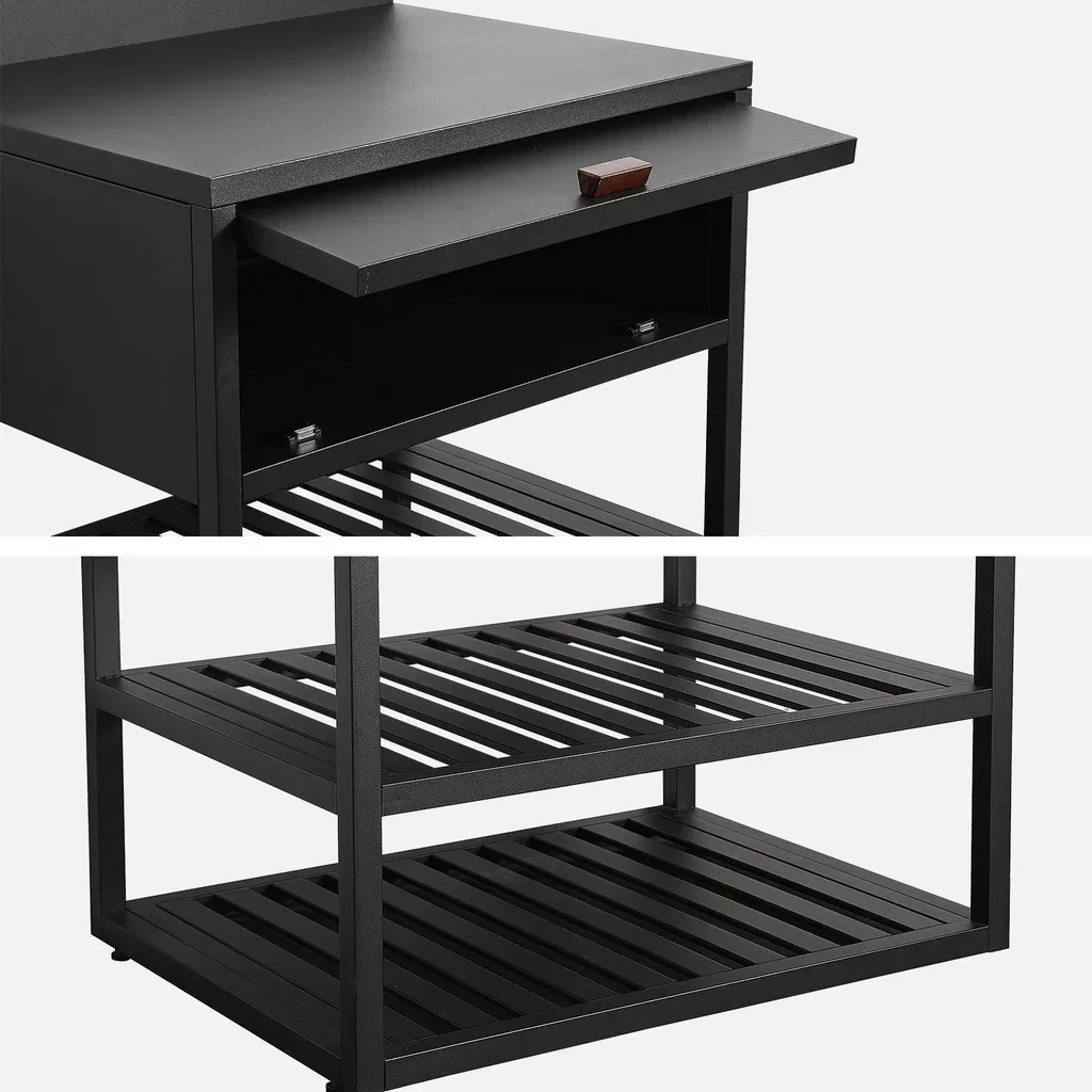 Module cuisine extérieure Thira acier 2 étagères 1 placard 80 cm
