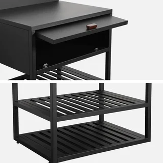 Module cuisine extérieure Thira acier 2 étagères 1 placard 80 cm