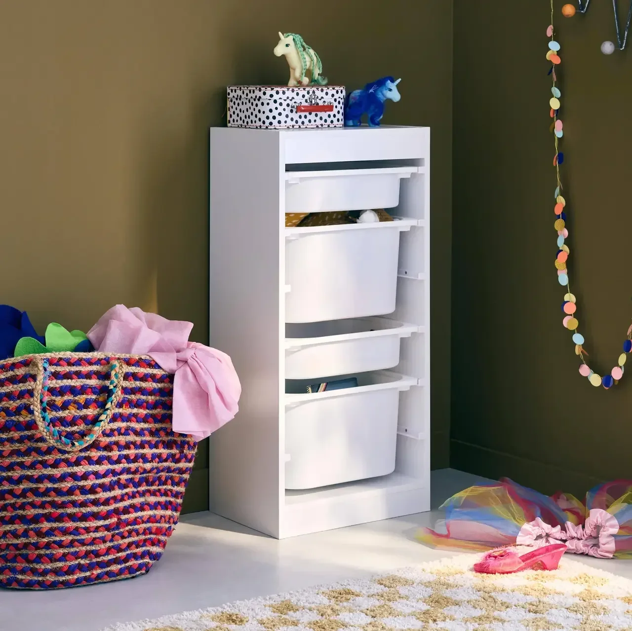 Meuble rangement enfant 4 casiers jouets livres plastique amovible