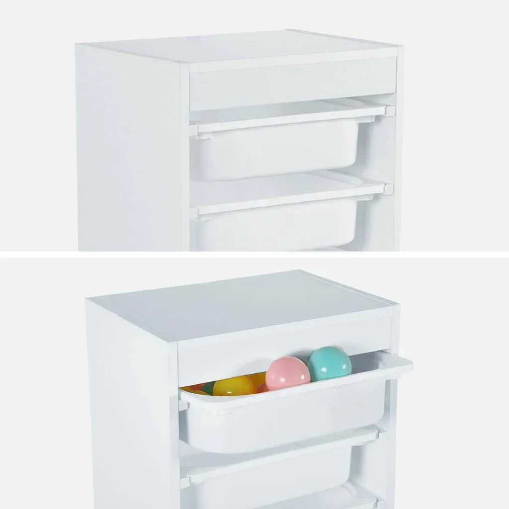 Meuble rangement enfant 4 casiers jouets livres plastique amovible