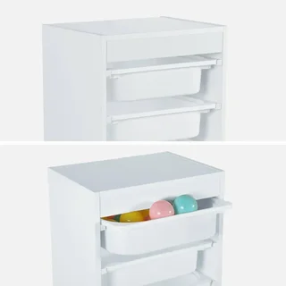 Meuble rangement enfant 4 casiers jouets livres plastique amovible