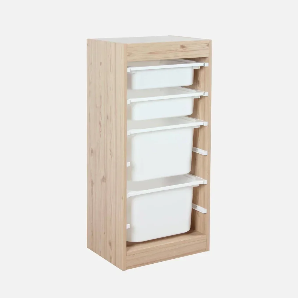 Meuble rangement enfant 4 casiers plastique amovibles jouets livres