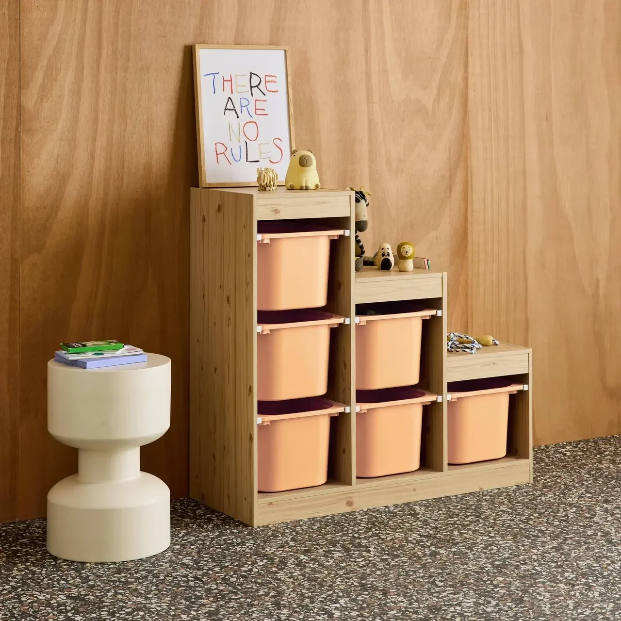 Mueble escalera almacenamiento niños 6 cajones colores madera Sora