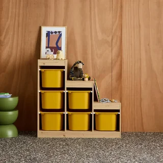 Mueble escalera infantil 6 cajones de madera colores