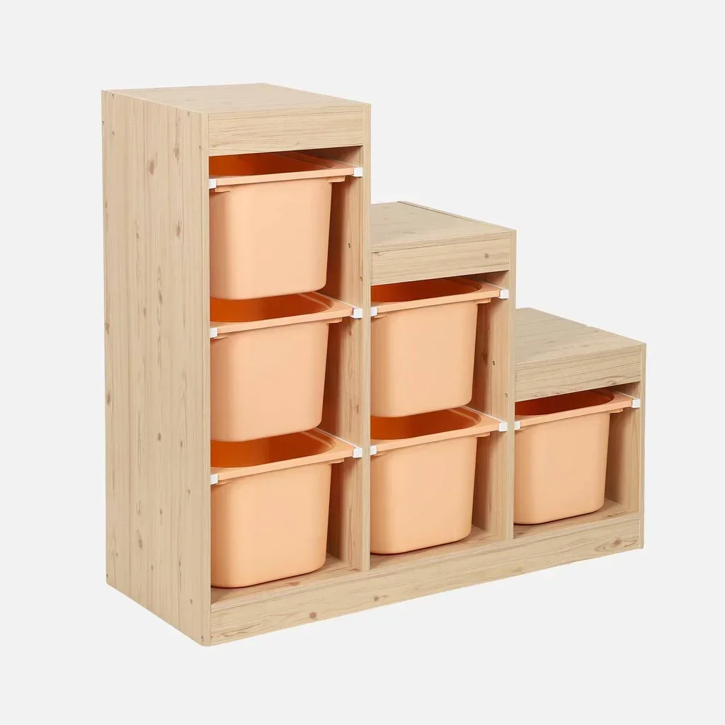 Mueble escalera almacenamiento niños 6 cajones colores madera Sora