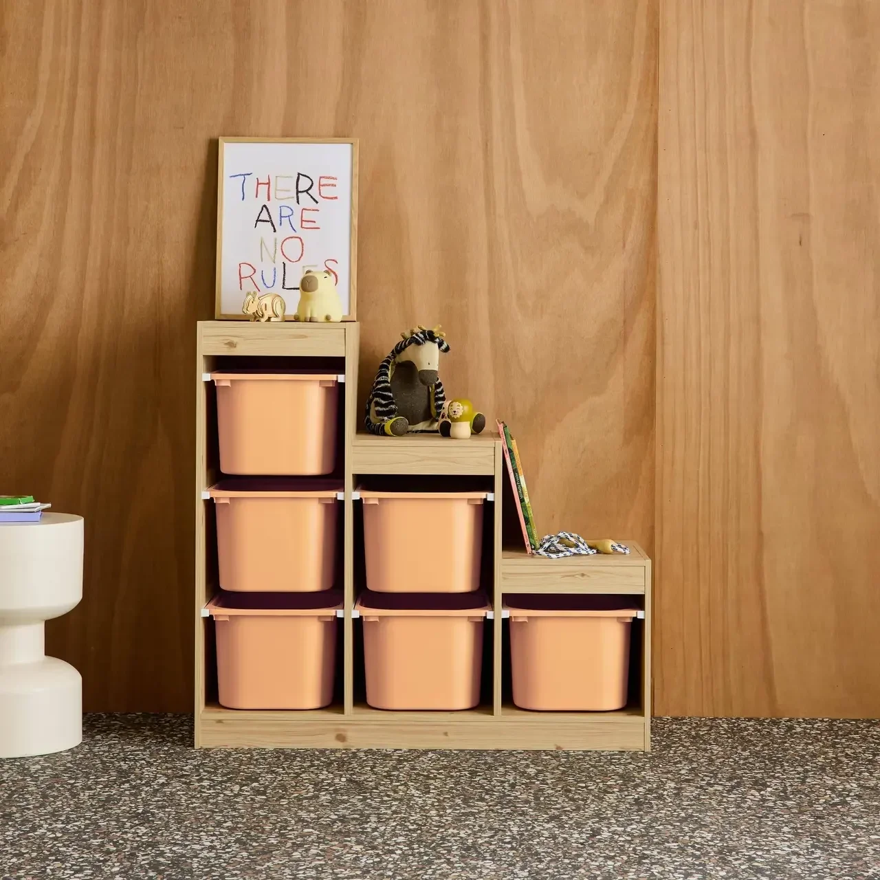 Mueble escalera almacenamiento niños 6 cajones colores madera Sora