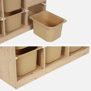 Mueble de almacenamiento escalonado infantil de madera con 6 cajones de colores