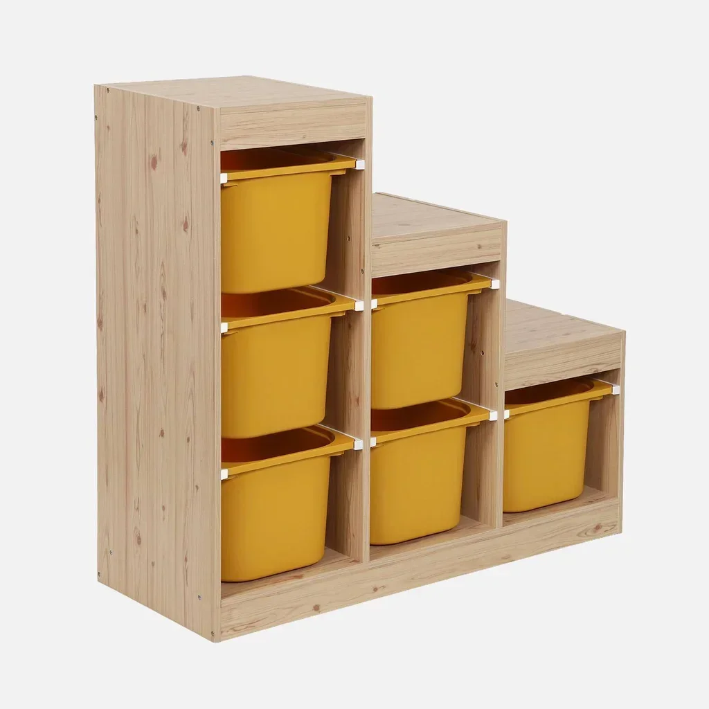 Mueble escalera infantil 6 cajones de madera colores