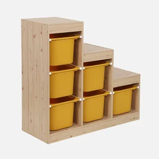 Mueble escalera infantil 6 cajones de madera colores