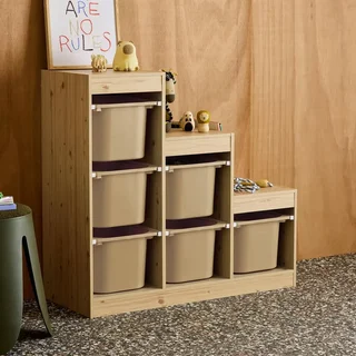 Mueble de almacenamiento escalonado infantil de madera con 6 cajones de colores