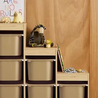 Mueble de almacenamiento escalonado infantil de madera con 6 cajones de colores