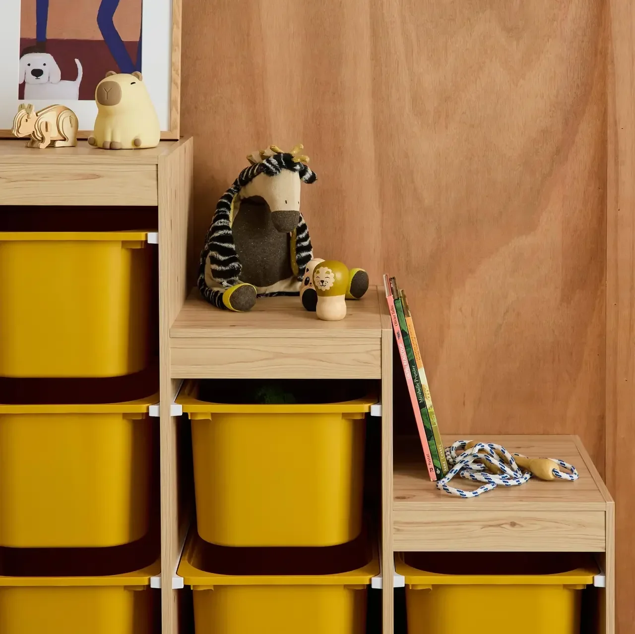 Mueble escalera infantil 6 cajones de madera colores