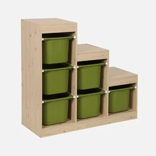 Mueble almacenamiento infantil escalera 6 cajones colores madera Sora