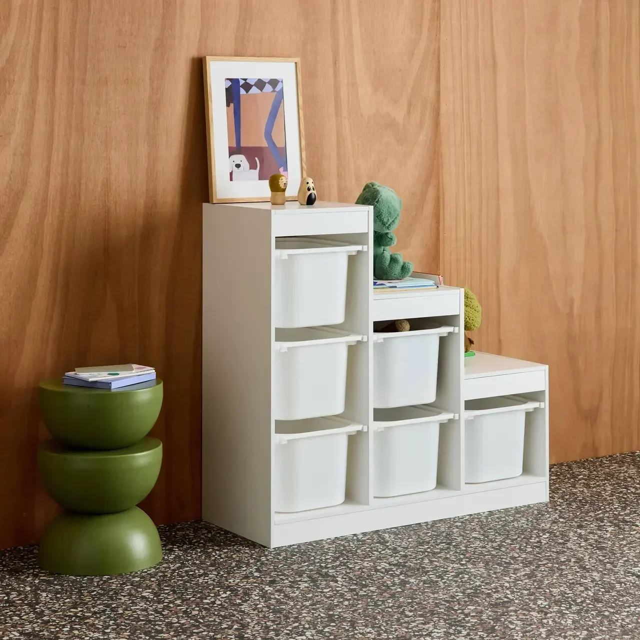 Meuble rangement enfant escalier 6 bacs Sora