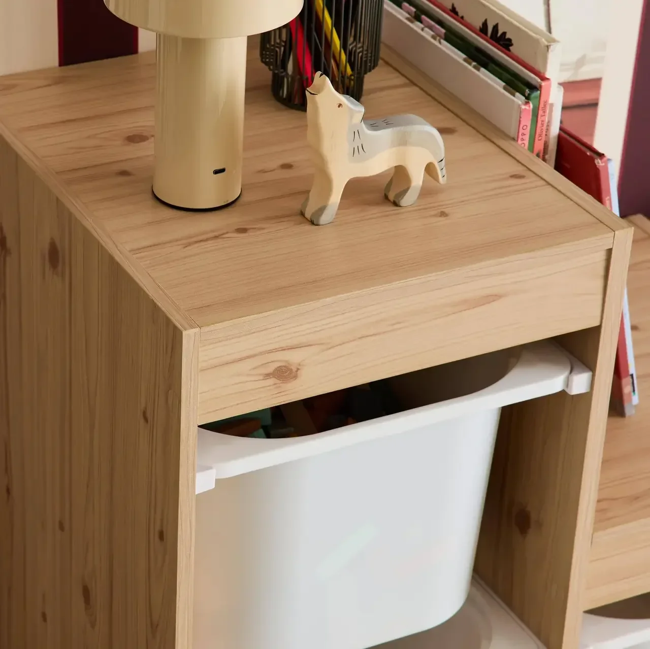 Meuble rangement enfant escalier 6 bacs Sora bois