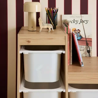 Meuble rangement enfant escalier 6 bacs Sora bois