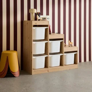 Meuble rangement enfant escalier 6 bacs Sora bois