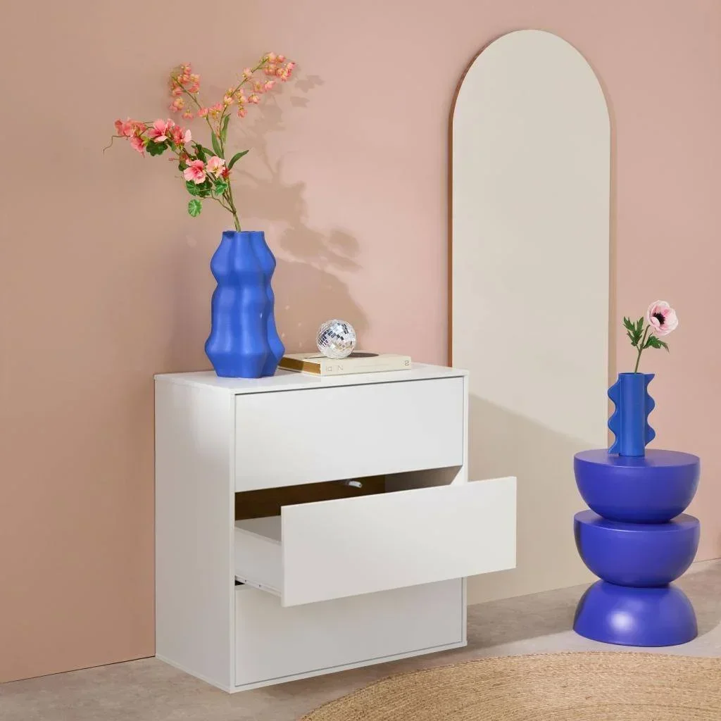Meuble rangement 3 tiroirs bois Kompo - modulable chêne noyer blanc