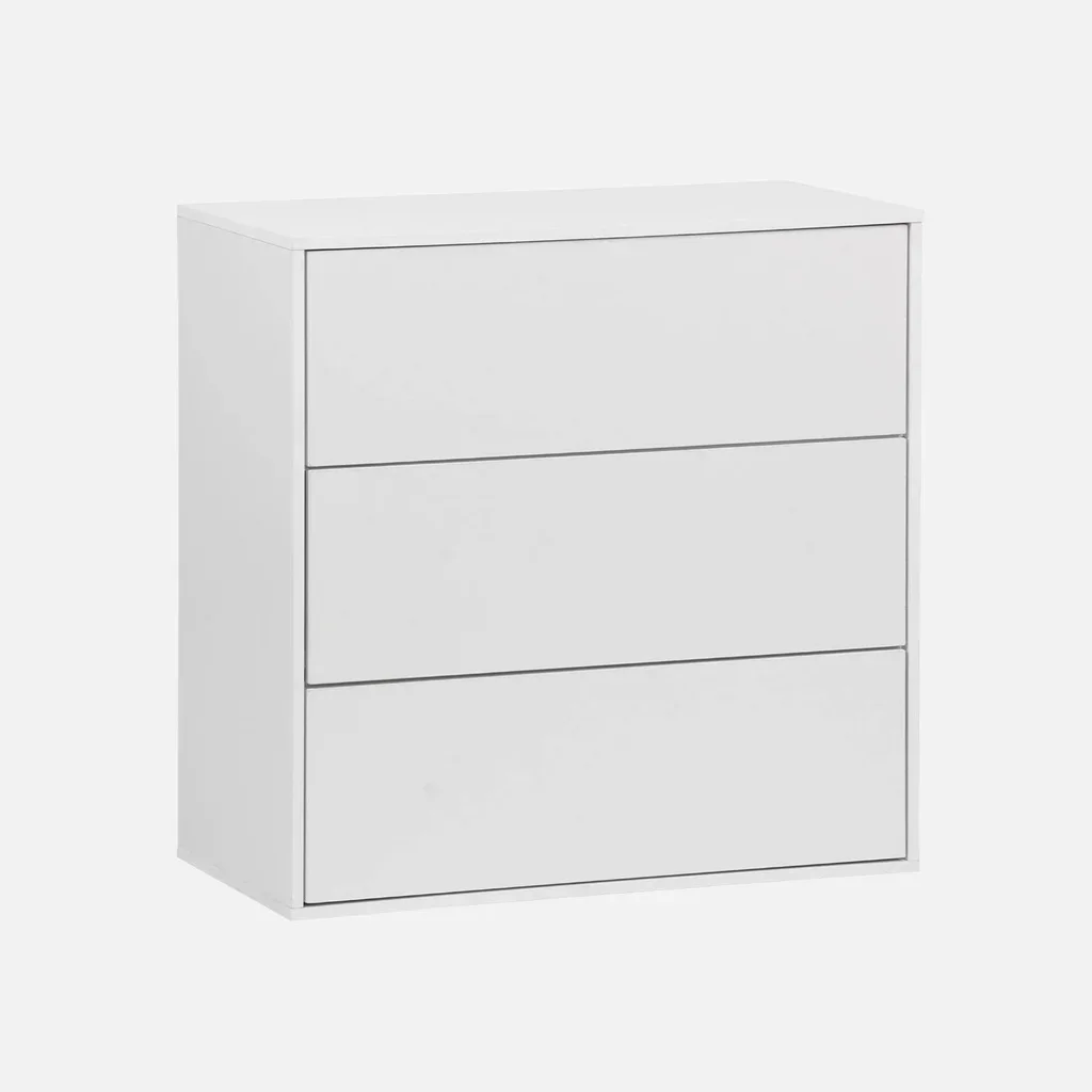 Meuble rangement 3 tiroirs bois Kompo - modulable chêne noyer blanc