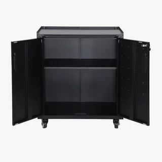 Meuble rangement garage acier 2 portes verrouillables roulettes