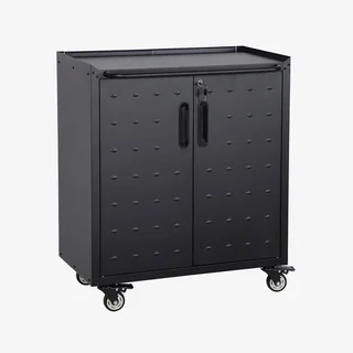 Meuble rangement garage acier 2 portes verrouillables roulettes