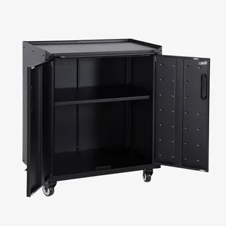 Meuble rangement garage acier 2 portes verrouillables roulettes