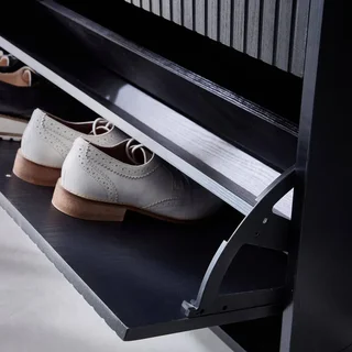 Meuble rangement chaussures 3 portes bois strié Bazalt
