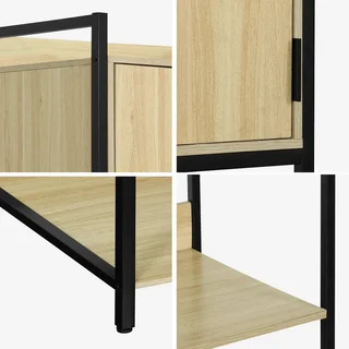 Meuble dressing 5 niveaux bois métal avec porte - Collection Clever