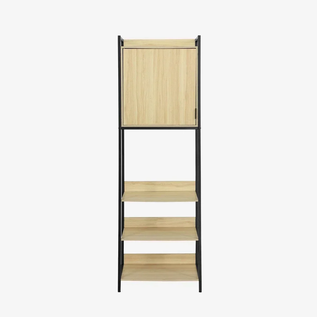 Meuble dressing 5 niveaux bois métal avec porte - Collection Clever