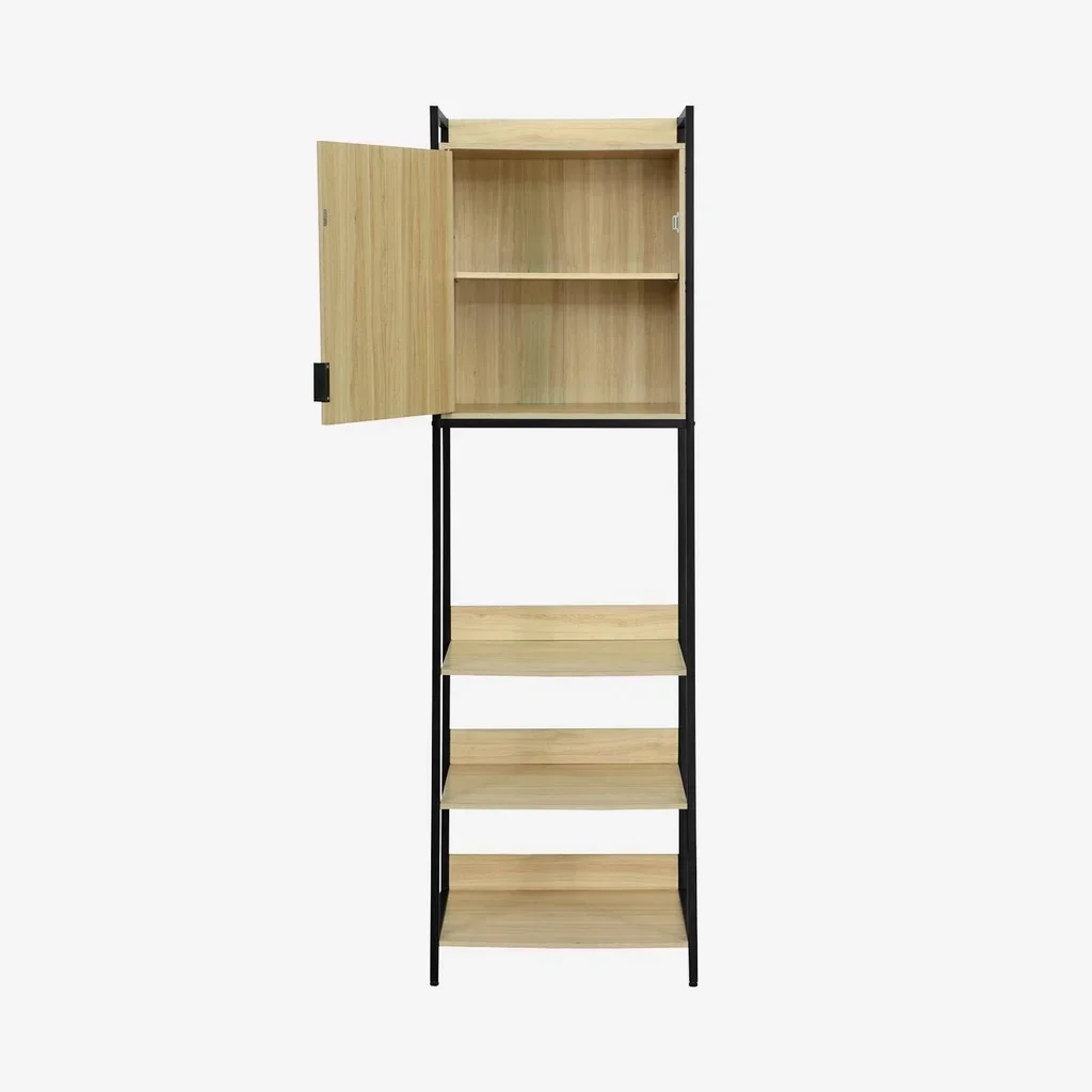 Meuble dressing 5 niveaux bois métal avec porte - Collection Clever