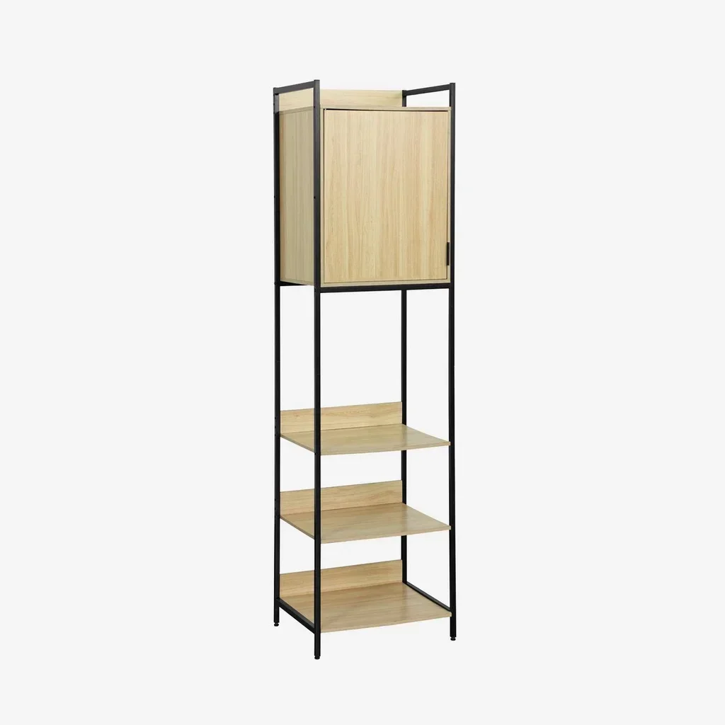 Meuble dressing 5 niveaux bois métal avec porte - Collection Clever