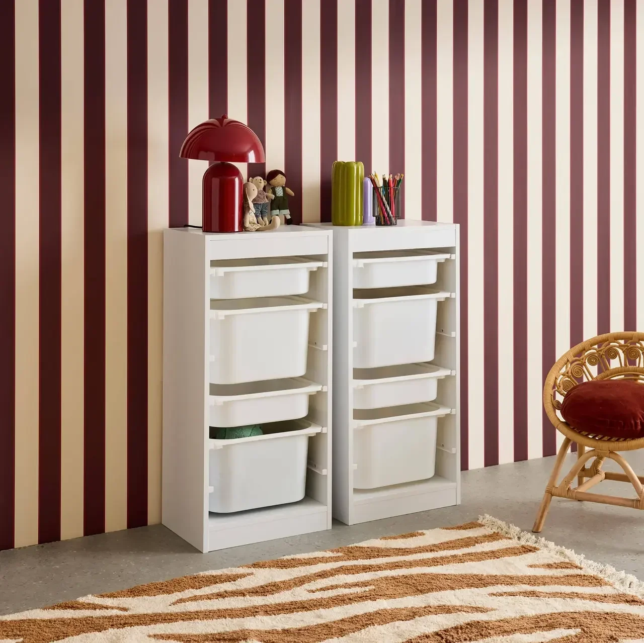 Mueble almacenaje infantil 4 cajas extraíbles lote de 2