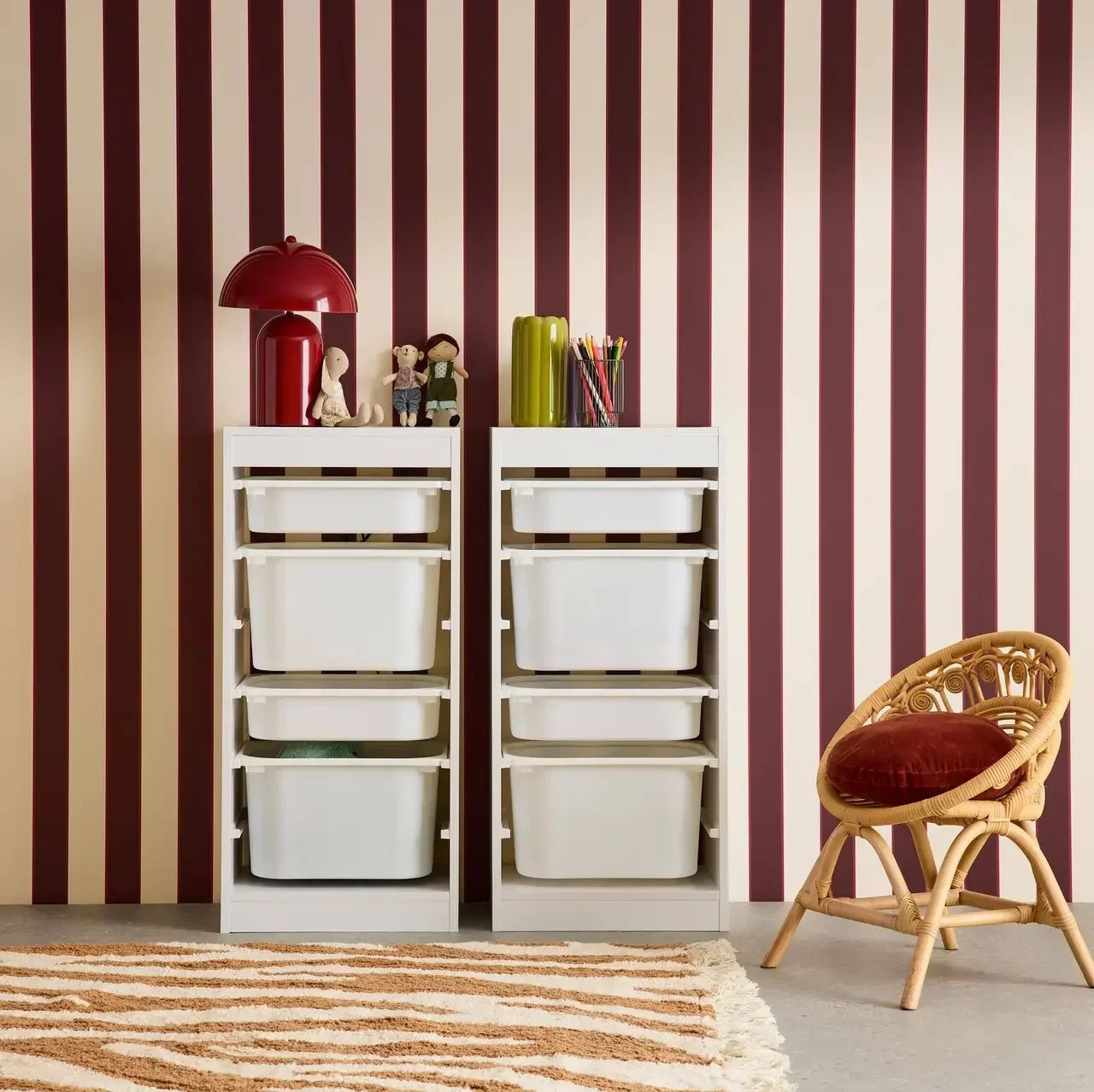 Mueble almacenaje infantil 4 cajas extraíbles lote de 2