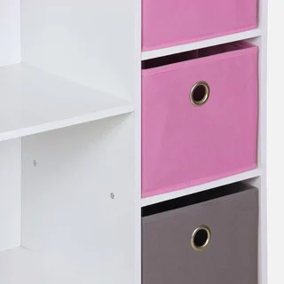 Meuble rangement enfant 4 casiers tissu gris bleu