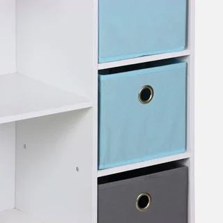 Meuble rangement enfant 4 casiers tissu gris bleu Camille