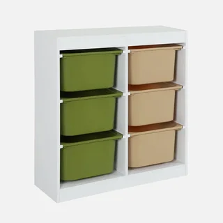Meuble rangement enfant 6 bacs colorés jouets livres