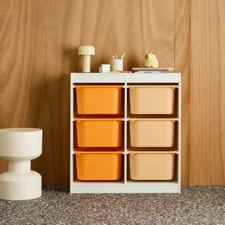 Meuble rangement enfant 6 bacs colorés jouets livres