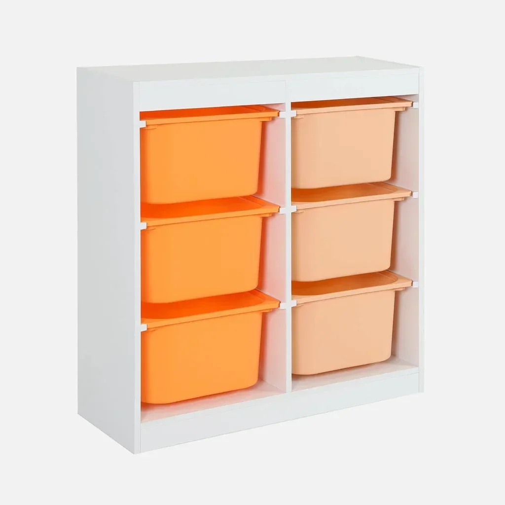 Meuble rangement enfant 6 bacs colorés jouets livres