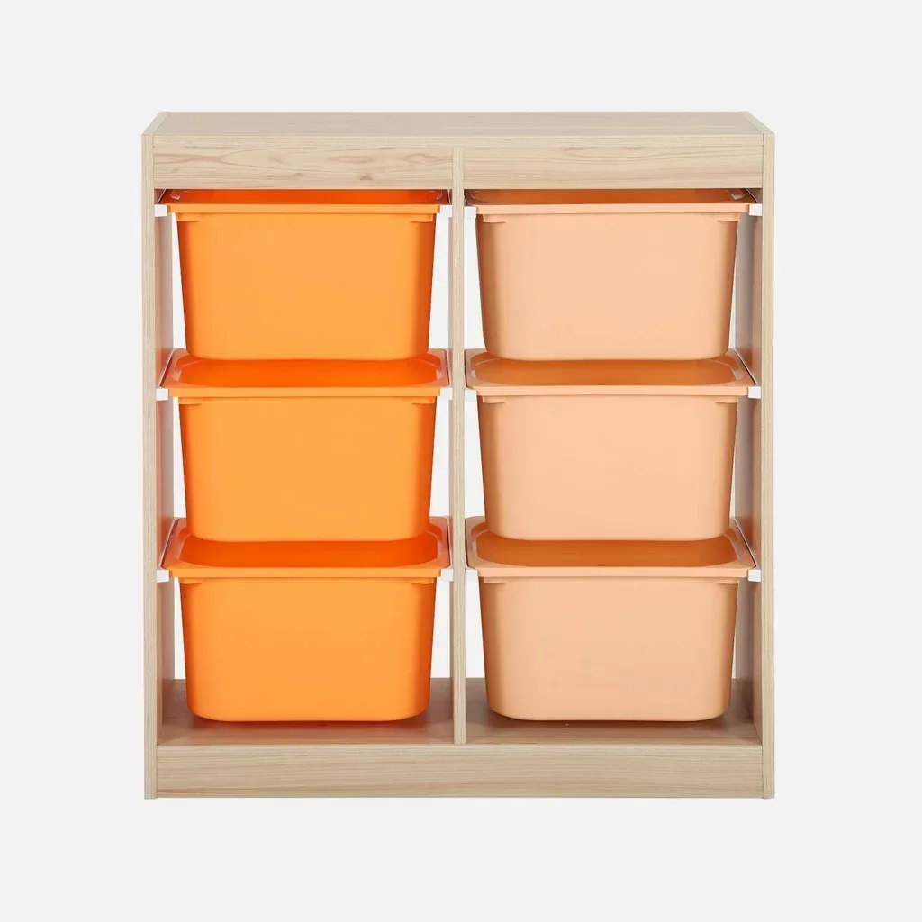 Meuble rangement enfant 6 bacs colorés jouets livres